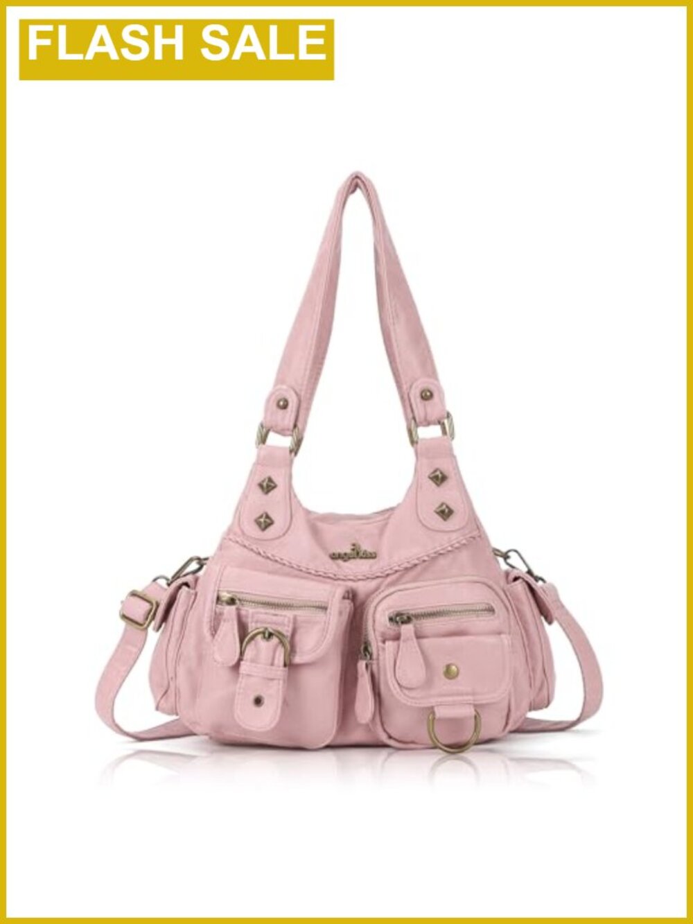 Vegan Leather Hobo Shoulder Crossbody Bag with Multiple Pockets, Zipper Closure